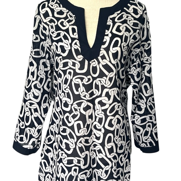 Jones New York Monochrome Chain Pattern Top - Picture 1 of 9